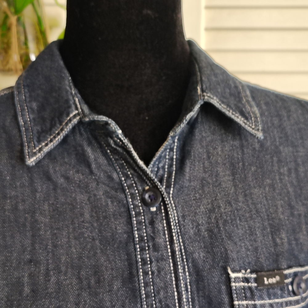 Lee Dark Indigo Denim Button-Up Shirt Dress Size S – Like New - Picture 6 of 9